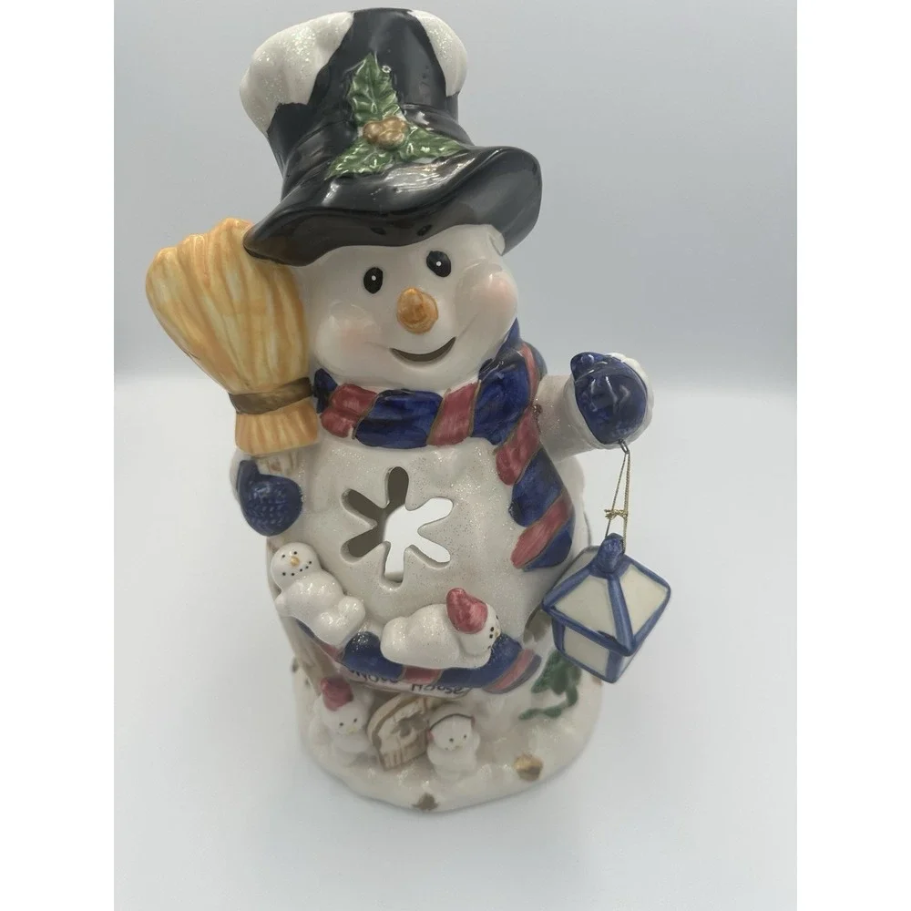 Home & Garden Party Snowman With Lantern Tea Light House Candle Holder Christmas